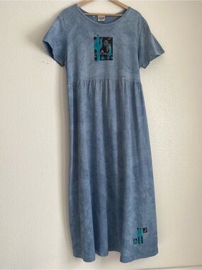 Vintage tie dye short sleeve maxi dress